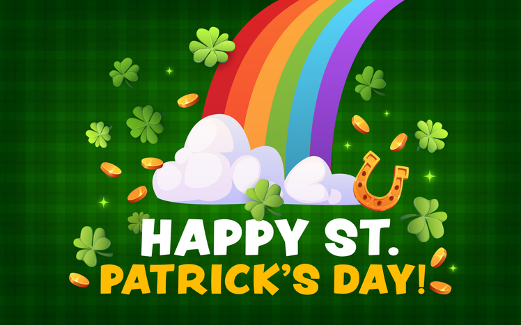 St Patrick Day leprechaun rainbow greeting card
