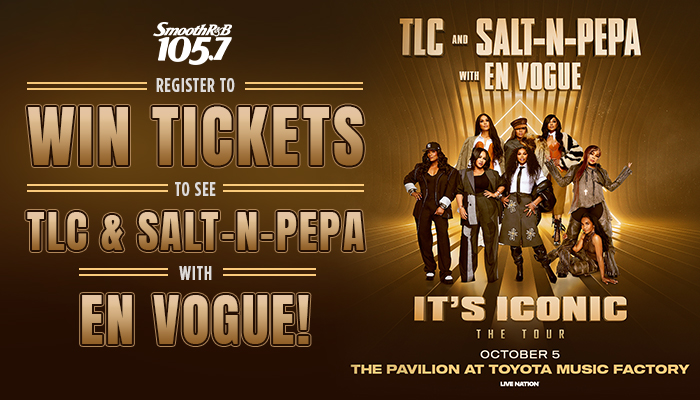 Promotional poster for a concert tour featuring the musical groups TLC and Salt-N-Pepa with En Vogue, with text advertising a contest to win tickets to the event.