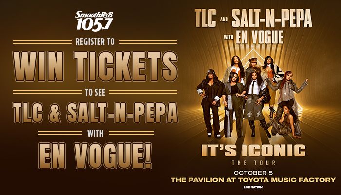 Promotional poster for a concert tour featuring the musical groups TLC and Salt-N-Pepa with En Vogue, with text advertising a contest to win tickets to the event.
